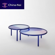 Contemporary table L.A. SUNSETpainted metaliron baseround