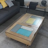 Traditional coffee table NUANCESwoodenrectangularwith storage compartment